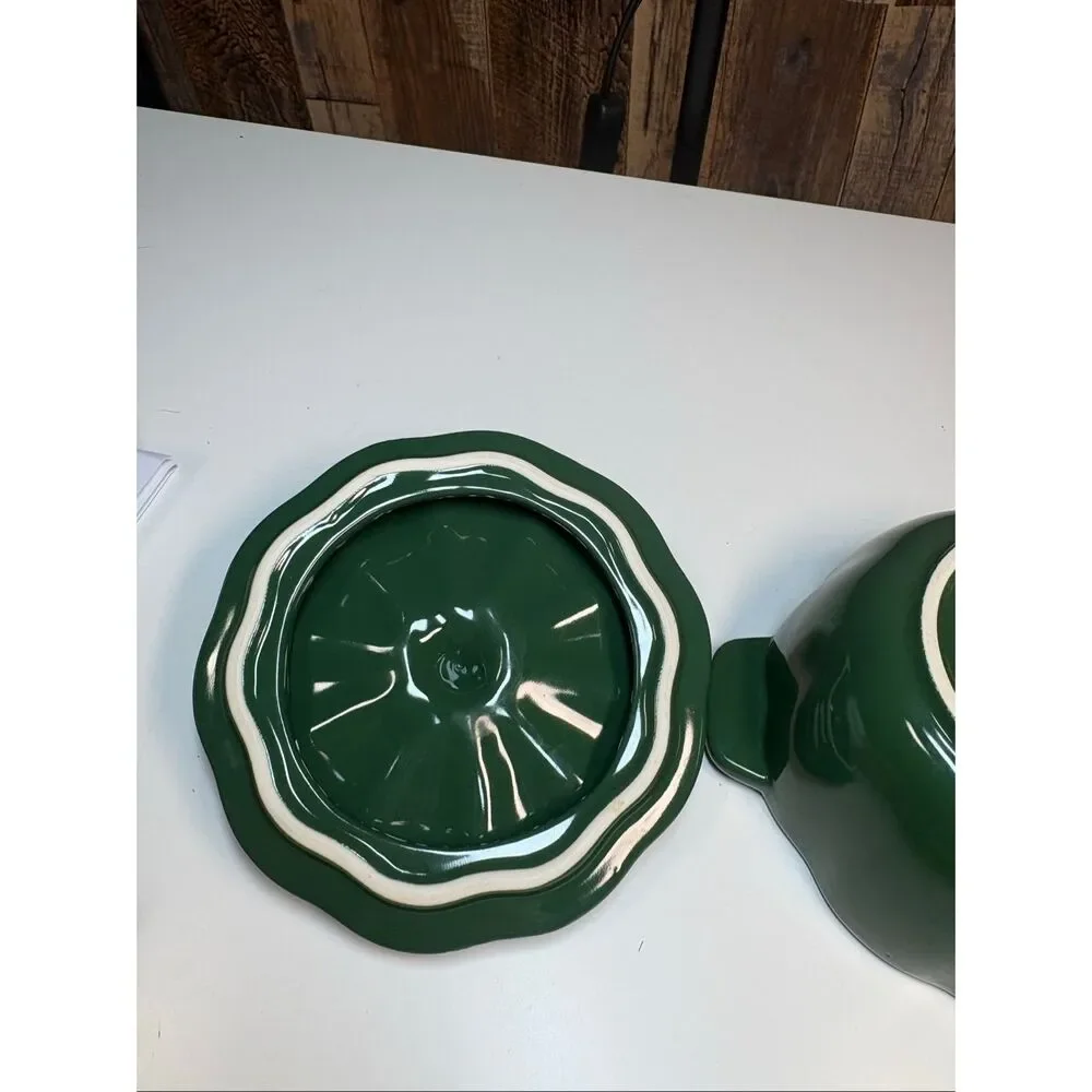 Pioneer Woman Green Pumpkin Covered Casserole Dish Stoneware Baker